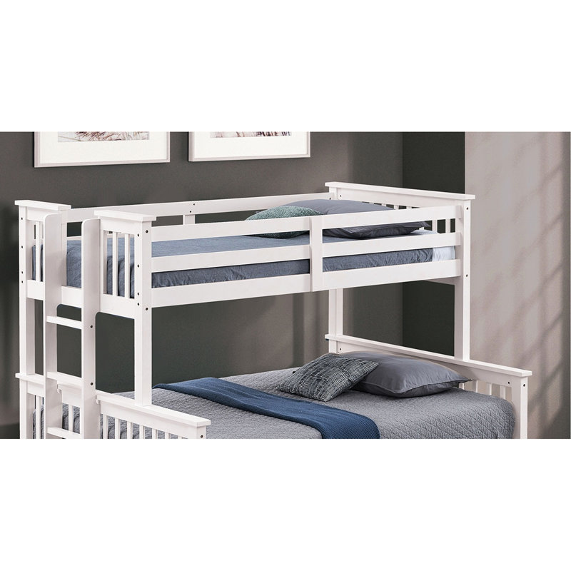 Lit superposé simple au-dessus d'un lit double blanc avec style transitionnel, tiroirs latéraux et 3 sous le lit, structure en bois d'ingénierie massif, solution de joint, lit gigogne pour la planification de l'espace de la chambre à coucher, procédure d'installation rapide