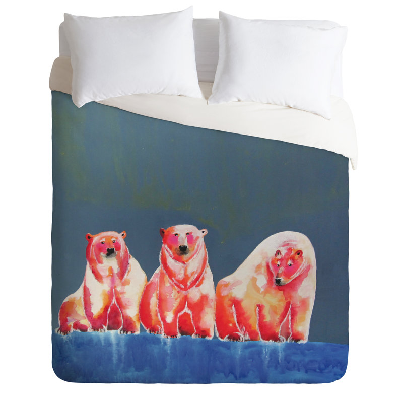 Ensemble de housse de couette Polarbear Blush, Housse de couette pour grand lit et 2 taies décor