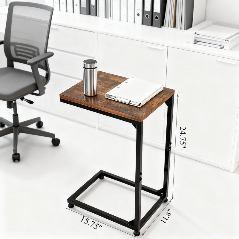 Table de bout en C avec structure en métal, table d'appoint mince et table de chevet pour le salon et la chambre à coucher