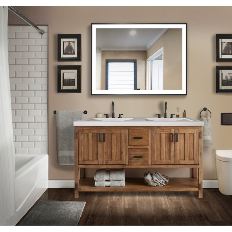 Ednaoverdorf Flat Wall Mirror, Black, 36" x 48"