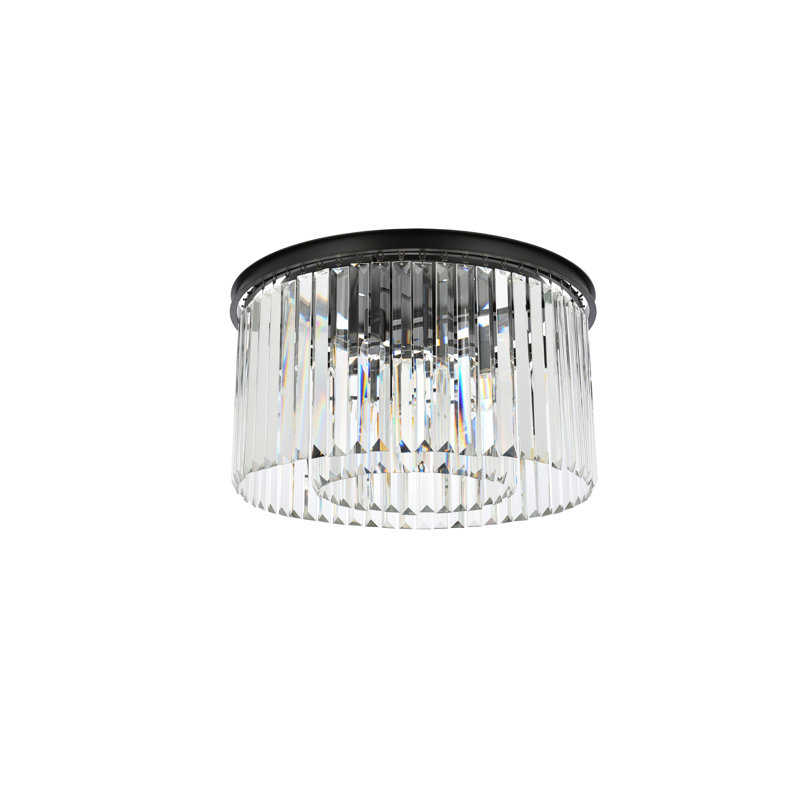 Yazmin Crystal Flush Mount, Clear, Matte Black