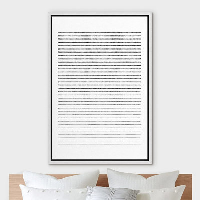 «Geometric Line» IDÉE4WALL, reproduction d'art sur toile encadrée, noir et blanc, dessin au trait décoloré, formes abstraites, illustrations, art moderne, bicolore contemporain pour le salon, la chambre à coucher, le bureau