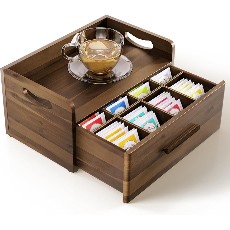 Porte-organisateur de sachets de thé en bois, Noyer