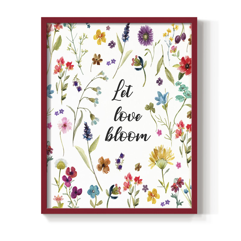 Let Love Bloom, reproduction encadrée - bois massif, H 21 po x l 17 po, Rouge