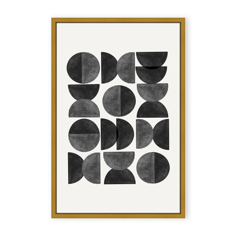 Abstract Mid Century, Geometric by  - Picture Frame Painting on Paper, 36" H x 24" W x 1.125" D, Black, Framed Matted Print
