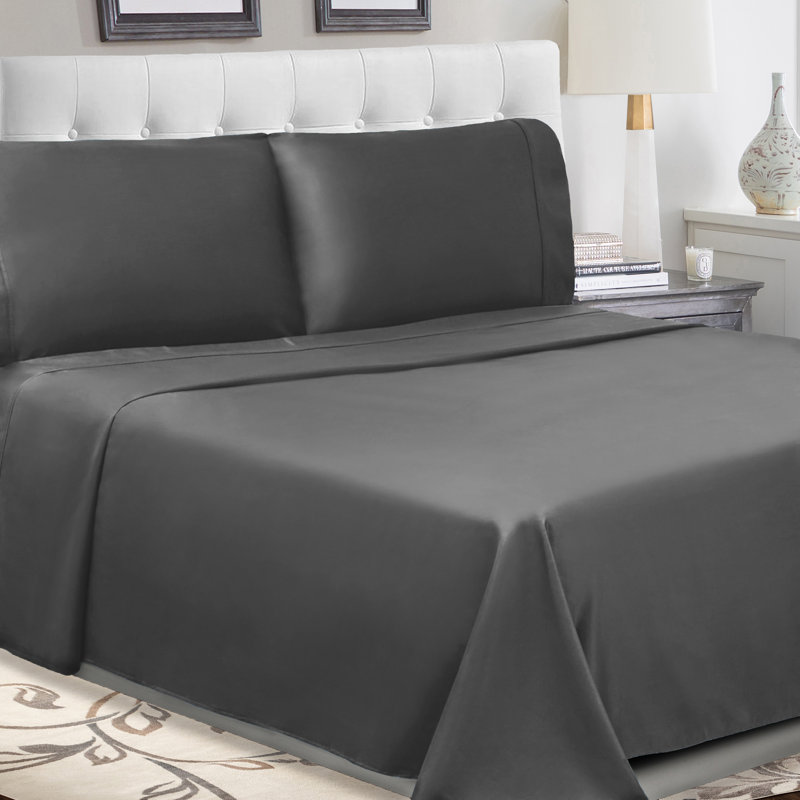 Ensemble de draps en coton percale à densité de tissage 300 fils Percale, Gris