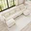 Canapé modulaire en chenille beige à 4 places modulaires à compression, U moderne