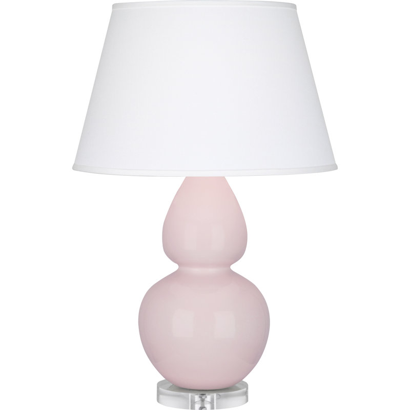 Double Gourd Table Lamp, Navy with Gray Lining, Sugar Plum Glazed/Silver