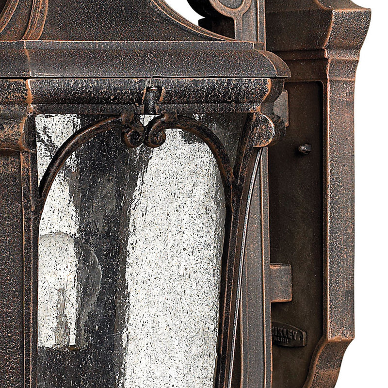 Museum Black Cast Aluminum Outdoor Wall Sconce with Seedy Glass