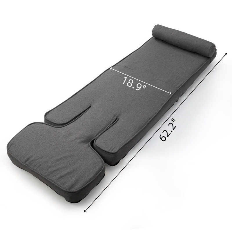 Folding Sofa Bed with a Convertible Sleeper Chair Feature and an Integrated Table.