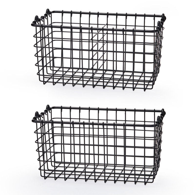 Gourmet Basics By Mikasa Grid 2-Tier Basket, Black/Wire