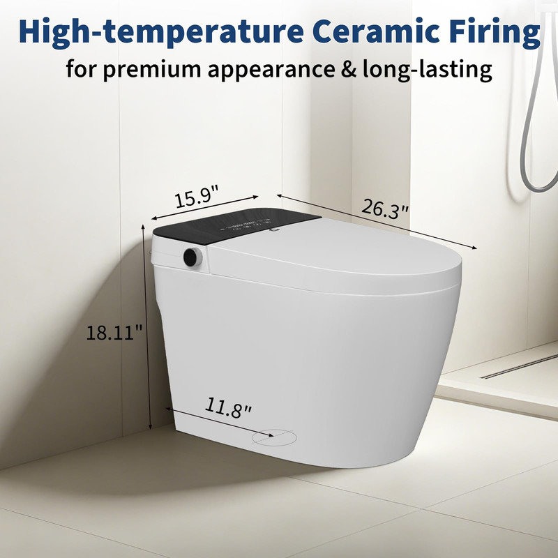 Electric One-Piece Smart Bidet Toilet – Auto Open/Close Lid, Tankless Flush, Heated Seat & Warm Air Dryer