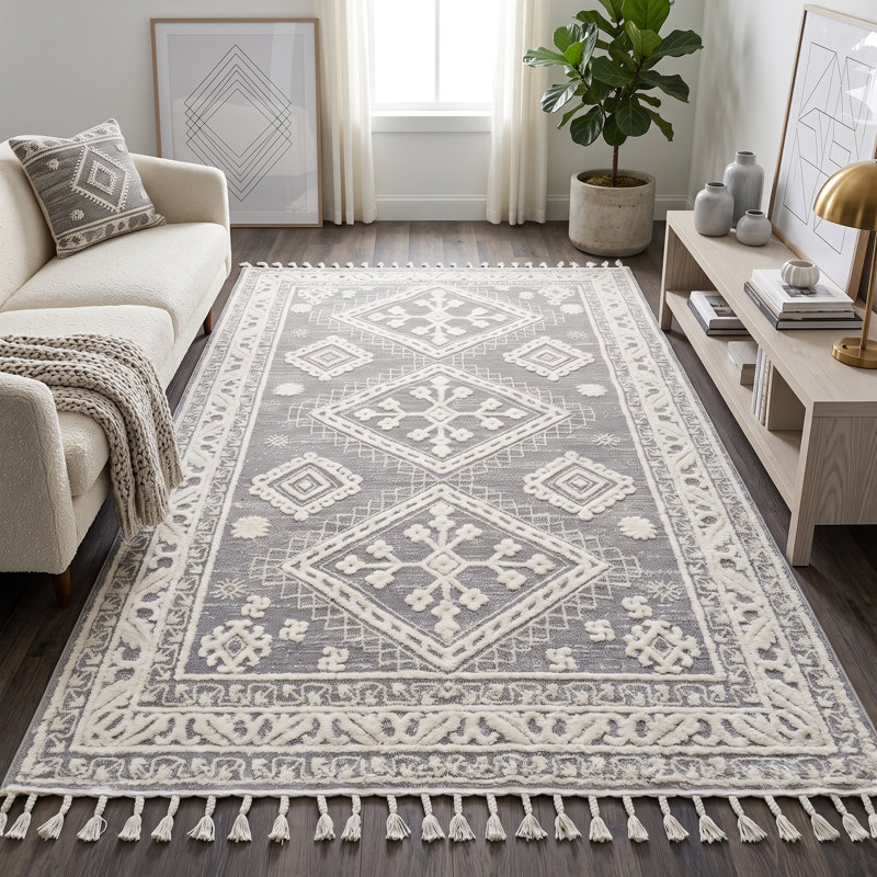 Tapis à poil long Dili Westerner, Rectangle 6 pi 3 po x 9 pi