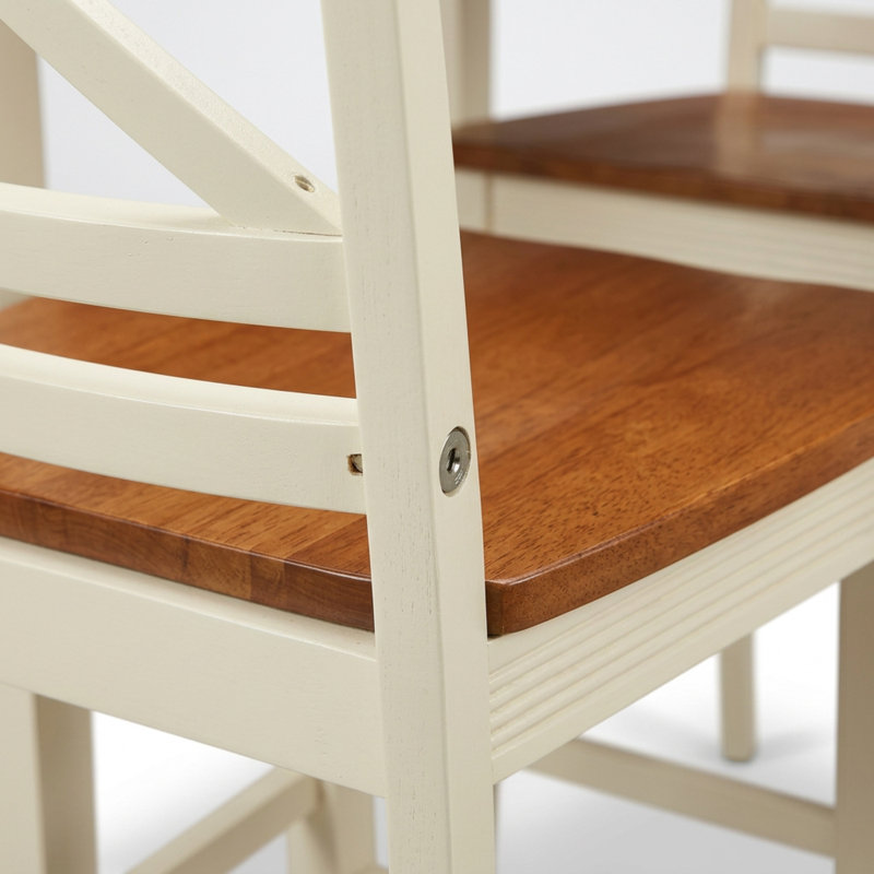 Ensemble de salle à manger carré 5 pièces en bois dur asiatique de couleur babeurre et cerisier