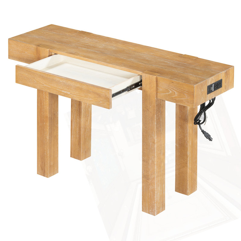Console rustique minimaliste avec tiroir caché, Naturel