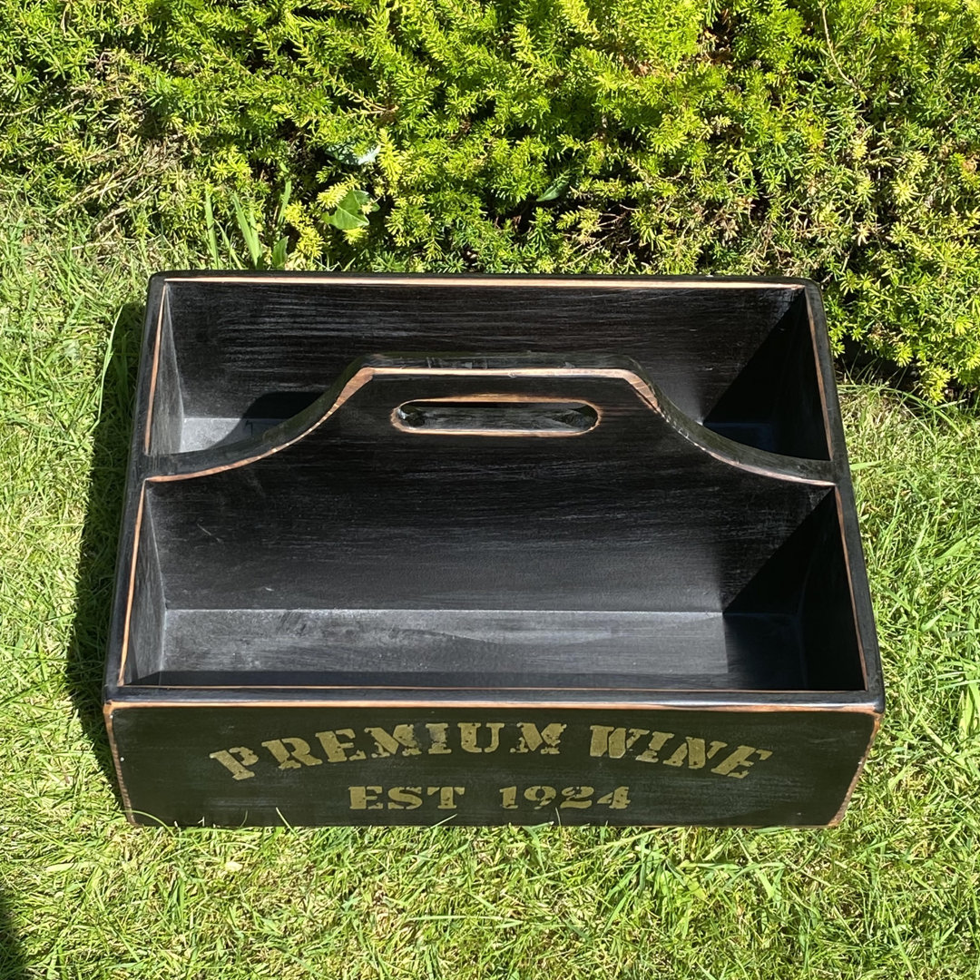 Black Wooden 6 Bottle Wine Holder Carrier
