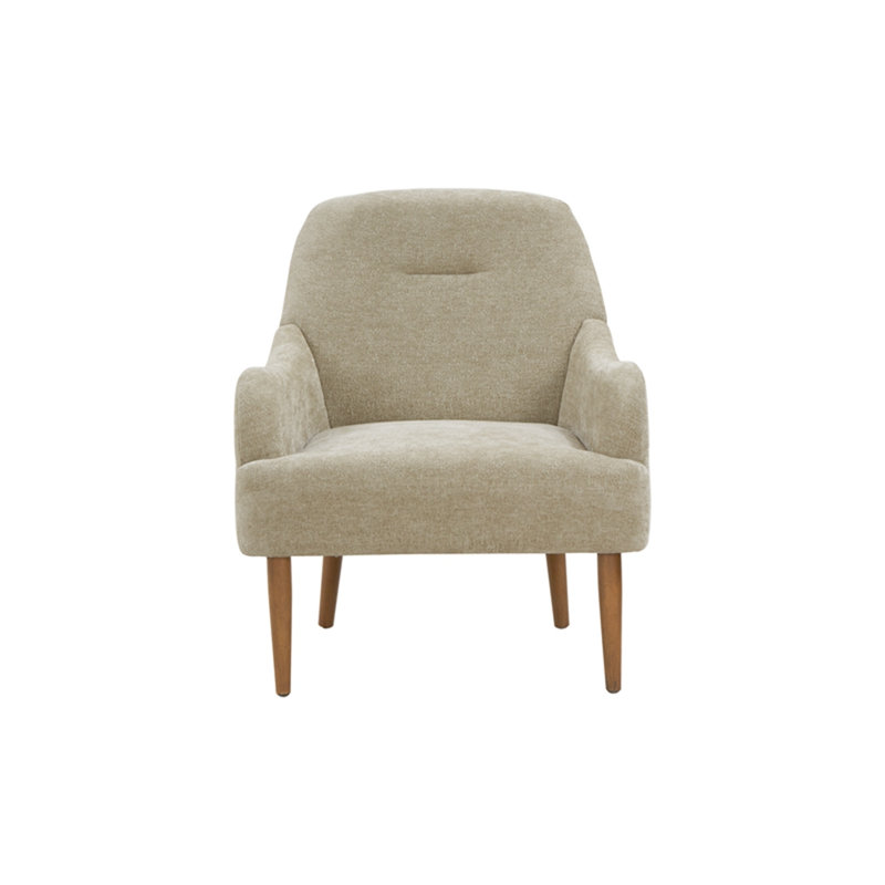 Fauteuil en chenille avec pieds en bois, Gris clair