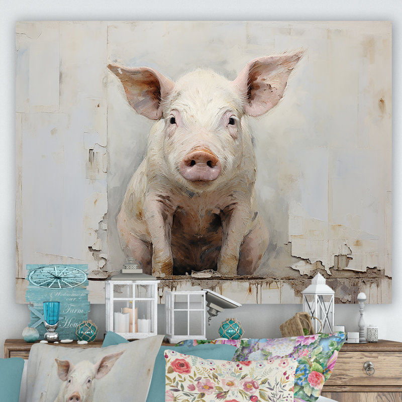 L'art des cochons, H 16 po x l 32 po x P 1 po, Toile tendue