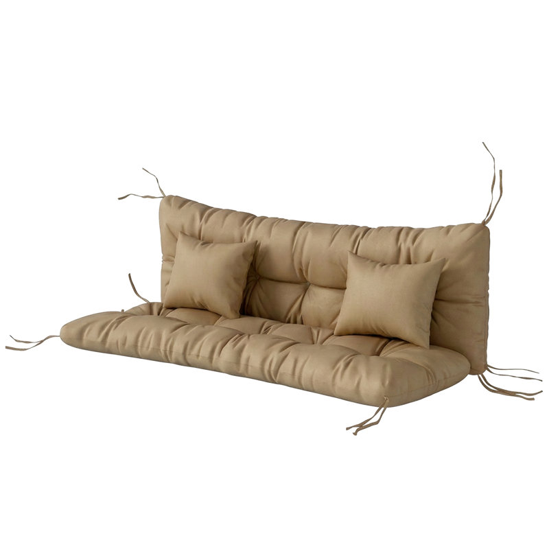 4-Piece Back and Seat Cushion Pillows Replacement and Pillows, Patio Chair Cushions Set with Ties, khaki, Khaki