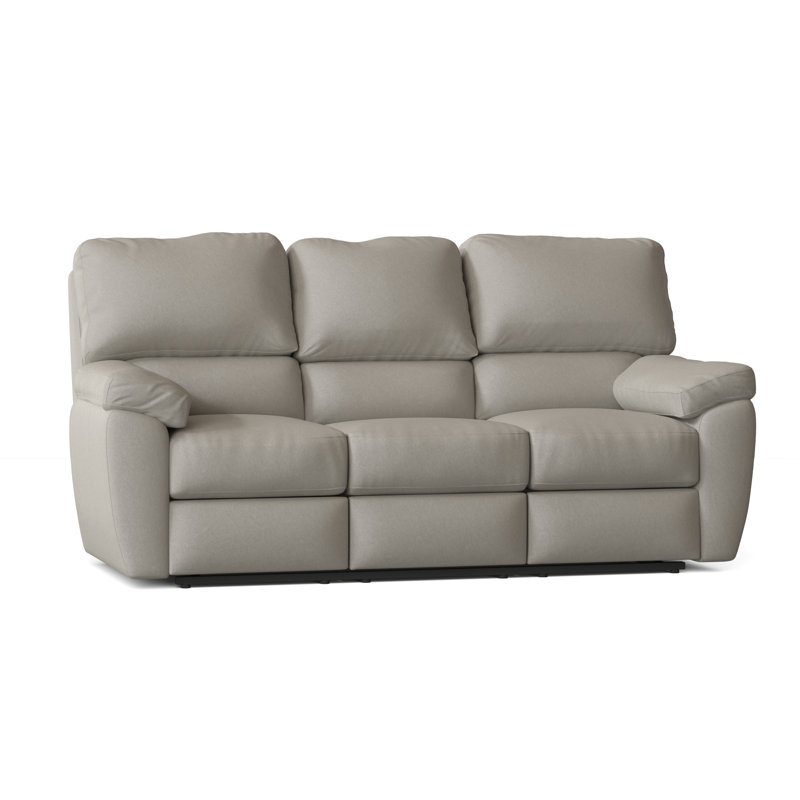 Canapé inclinable en cuir véritable avec accoudoirs coussinés de 82 po Vercelli, Galet Eugene, Électrique