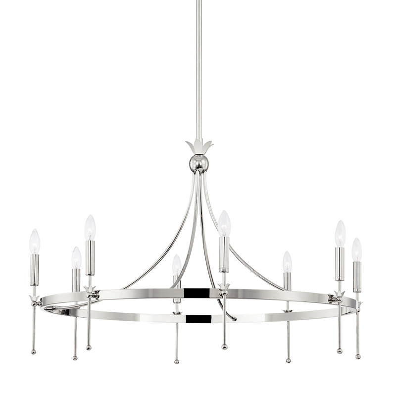 Gates 8 Light Chandelier, Polished Nickel