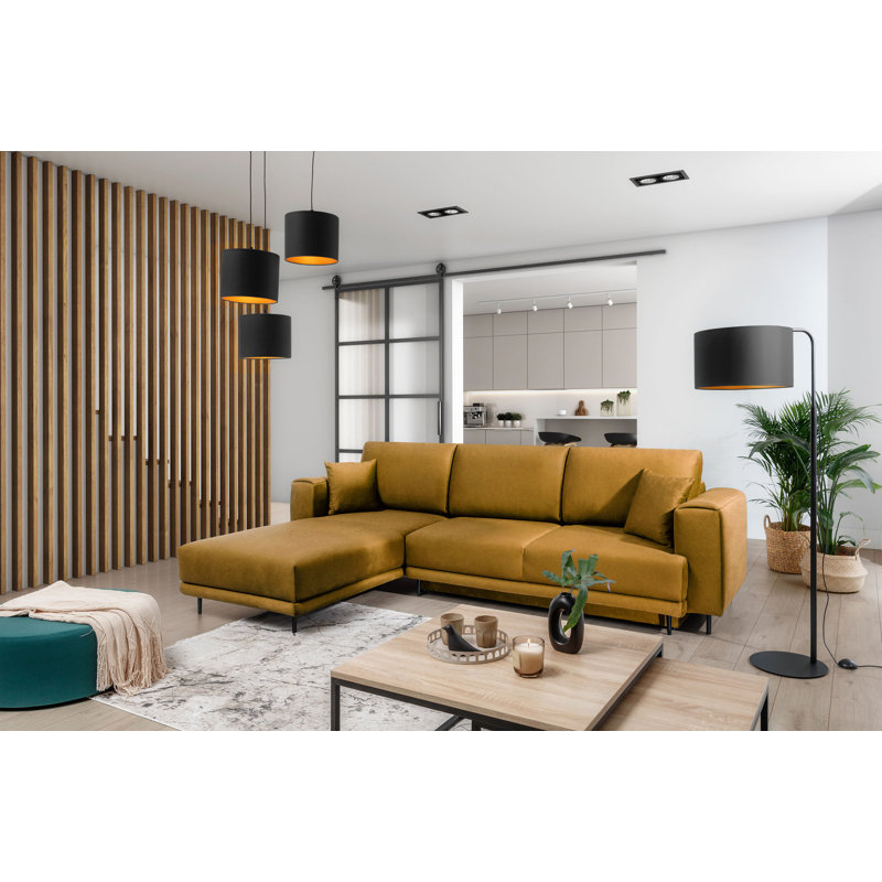 Aecca 4 Seater Sofa Bed, Left facing, Yellow
