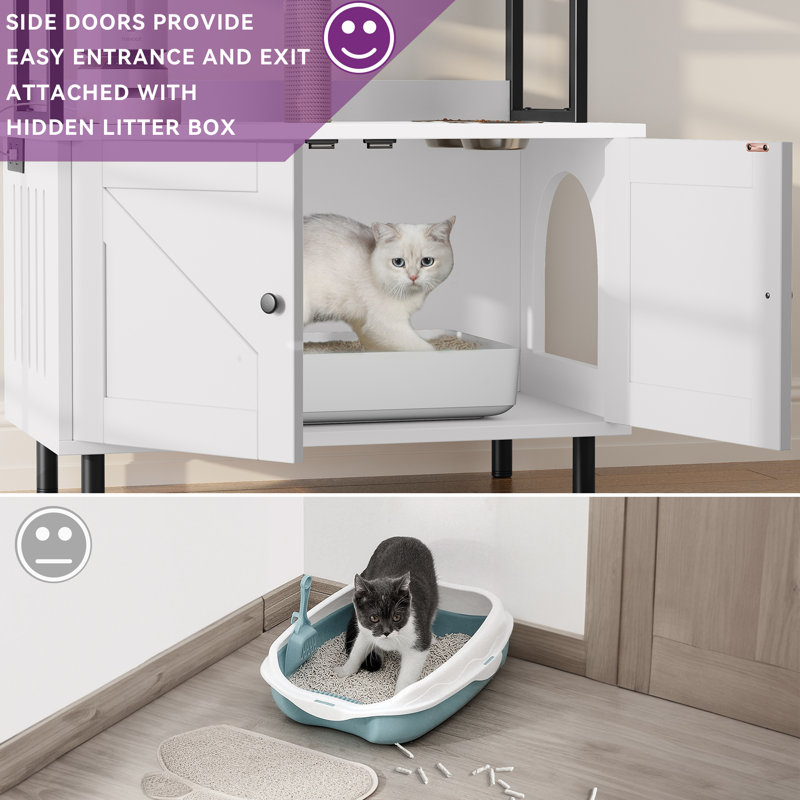 Tucker Murphy Pet™ Cat Litter Box Enclosure with Shelves and Charging ...