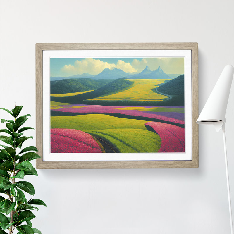 XH1022-7180X Pretty Spring Meadow Landscape Vol.1 - Single Picture Frame Print, 34cm H x 46cm W, Brown
