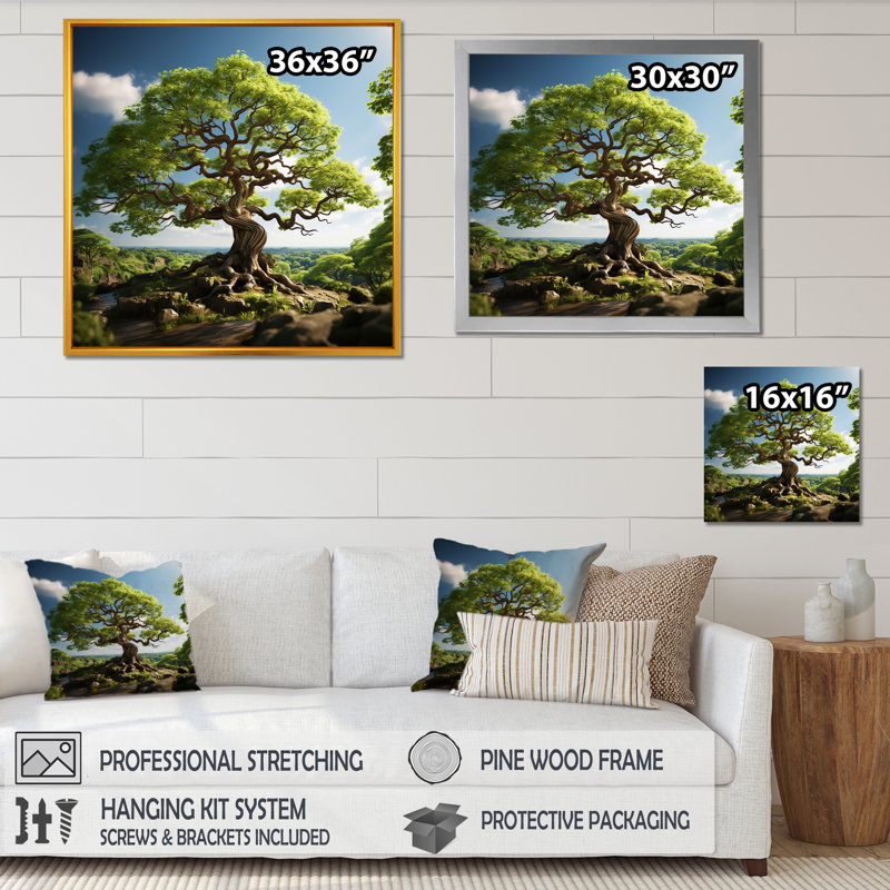«Maple Tree With Graceful Curves I», reproduction d'art sur toile, Cadre flottant blanc, H 30 po x l 30 po x P 1 po