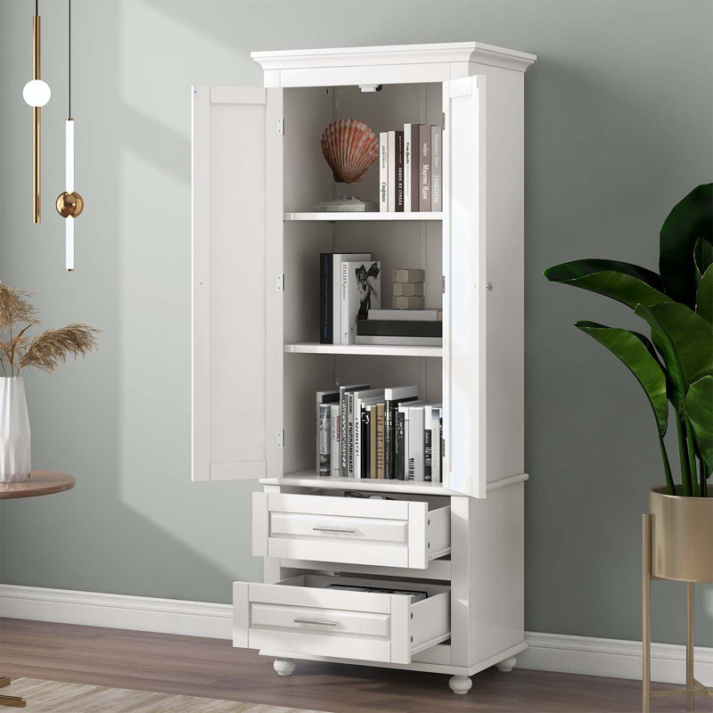 Mishaan Book Cabinet Storage Bookcase, White