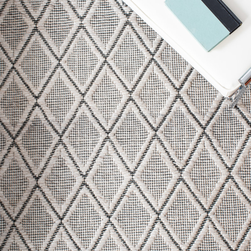 Marbella Hand Woven Wool And Cotton With Latex Geometric Rug, Rectangle 3' x 5'