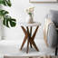 Table de bout ronde en bois à pieds croisés avec plateau lisse et base robuste à quatre pieds Jahey-808331085-855051748