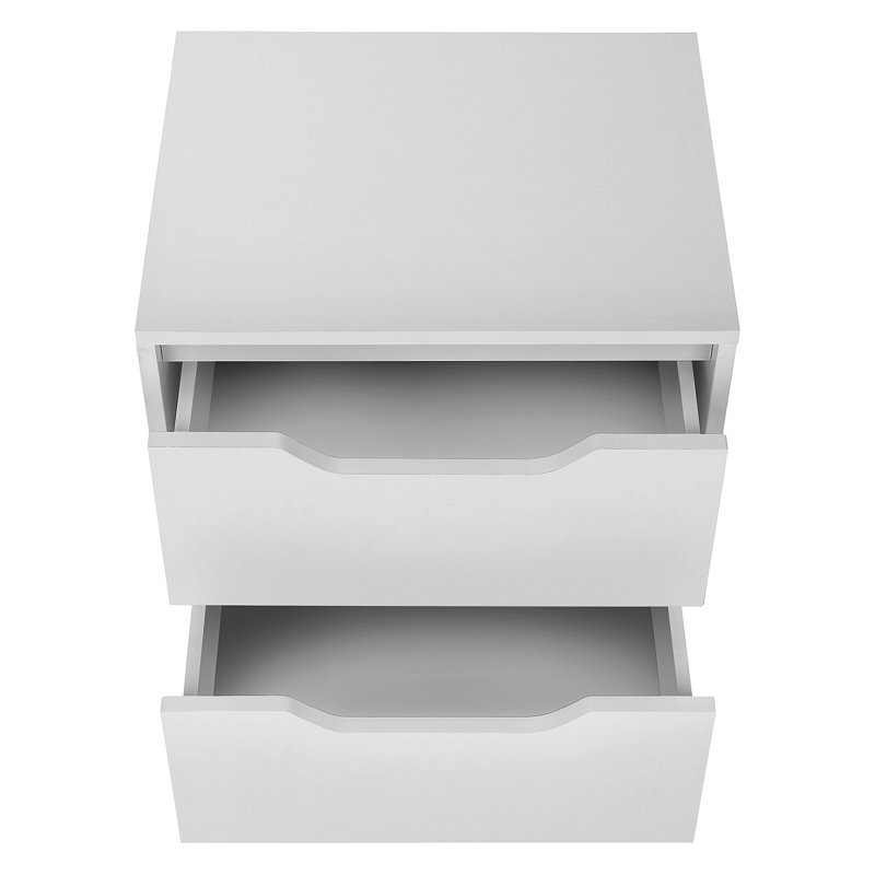 Table de bout moderne à 2 tiroirs, Blanc