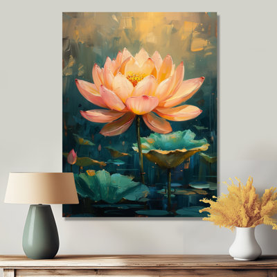 «Rose Green Radiant Lotus Pond I», reproduction d'art mural Lotus