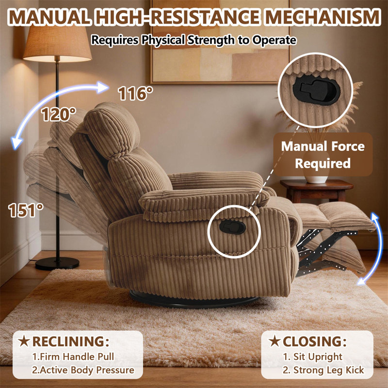 Fauteuil inclinable, Velours côtelé brun