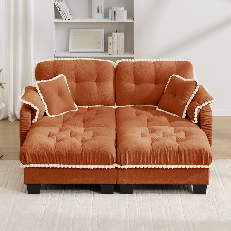 Canapé modulaire en chenille avec coussins lombaires Freely Combinable Modules, orange Chenille