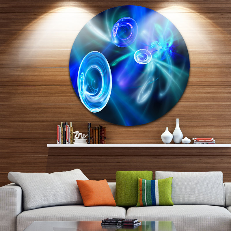 « blue fractal desktop wallpaper », impression sur métal, H 23 po x l 23 po x P 1 po