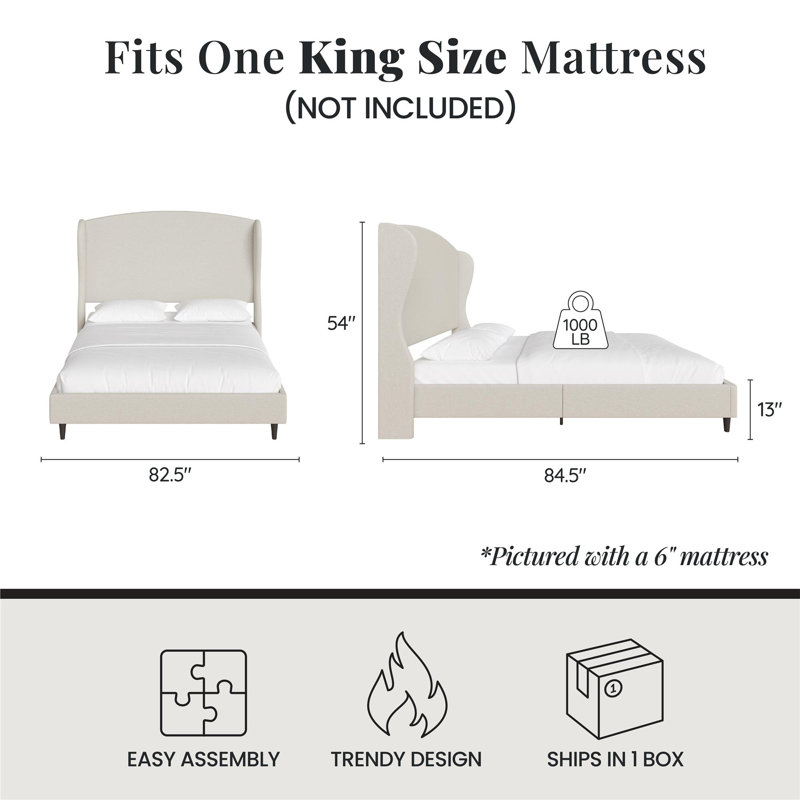 Mikala Wingback Platform Bed Frame, King