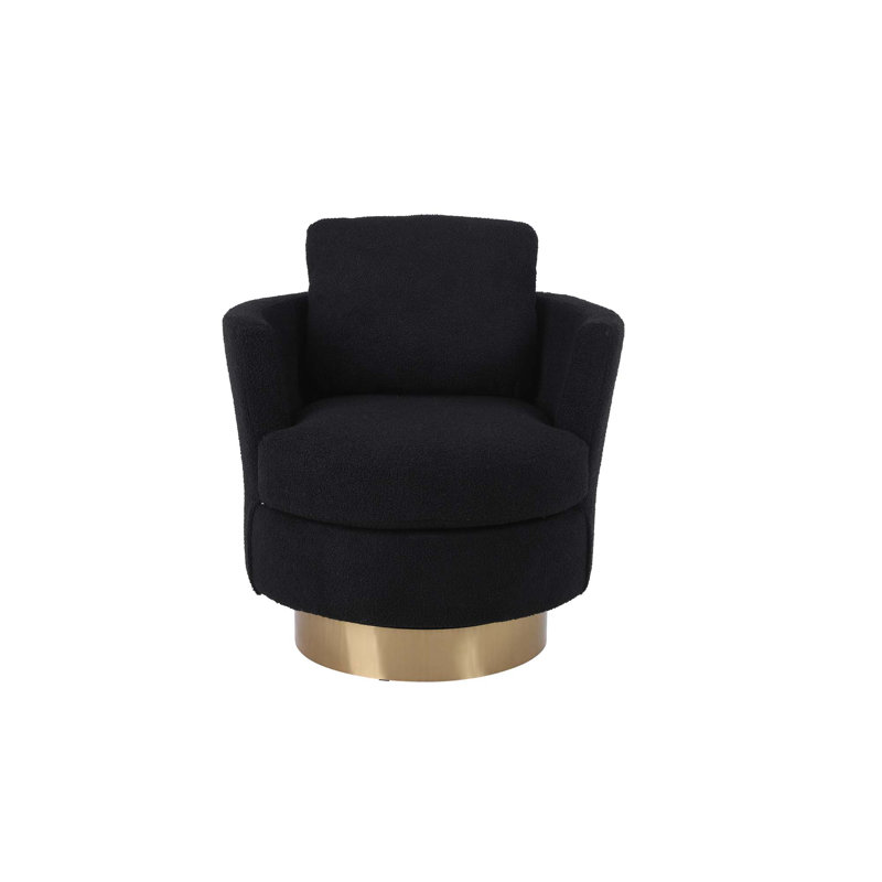 Lindall Swivel Barrel Chair Single, Black Faux Fur