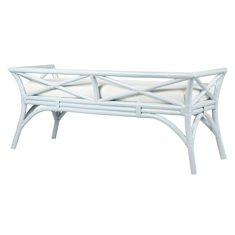 Wicker Bench, Light Blue
