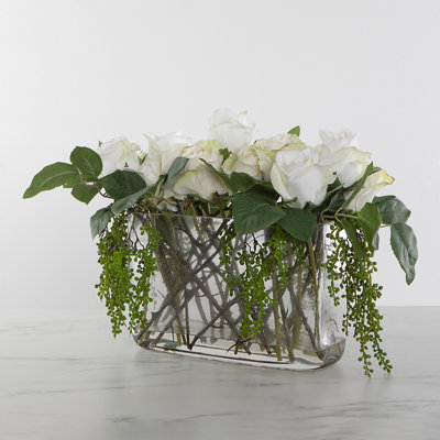 Faux Silk Roses Arrangement in Vase