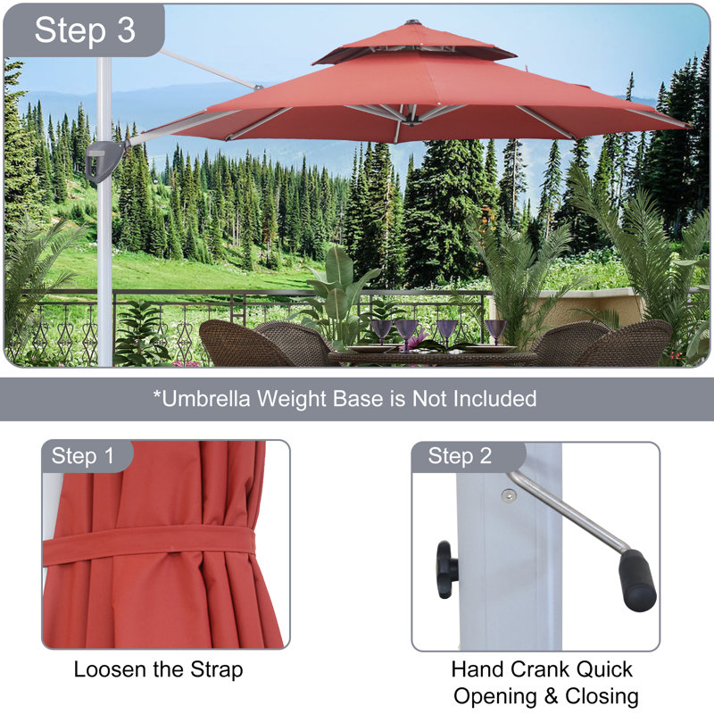 Parasol en porte-à-faux 129,92 po Rosealie, Rouge