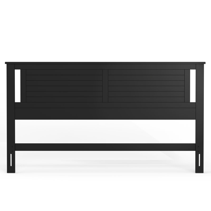 Japha Wood Headboard With Horizontal Scoring, Black, King