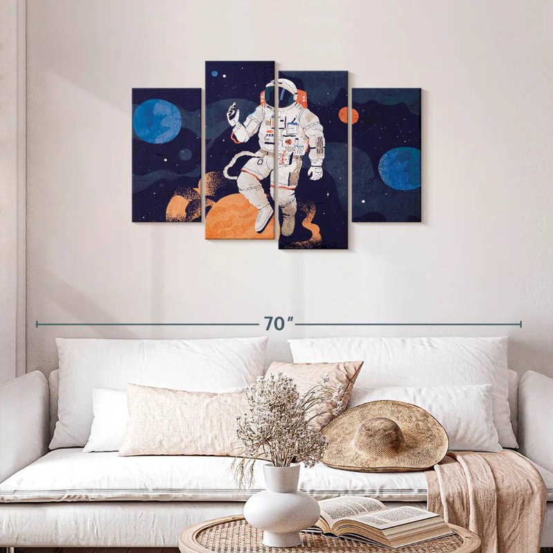 Oberle astronaute avec planètes, H 27 po x l 43 po