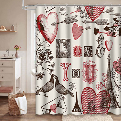 Rideau de douche imperméable à motif floral avec 12 crochets