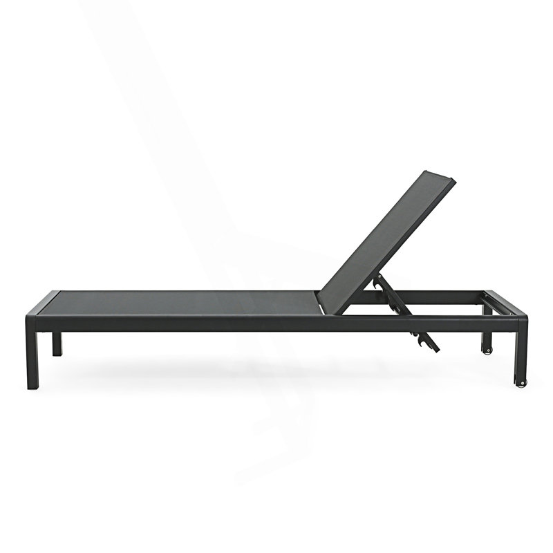 Set Of 2 Chaise Lounge, Durable Pool Lounger Set, Black/Gray