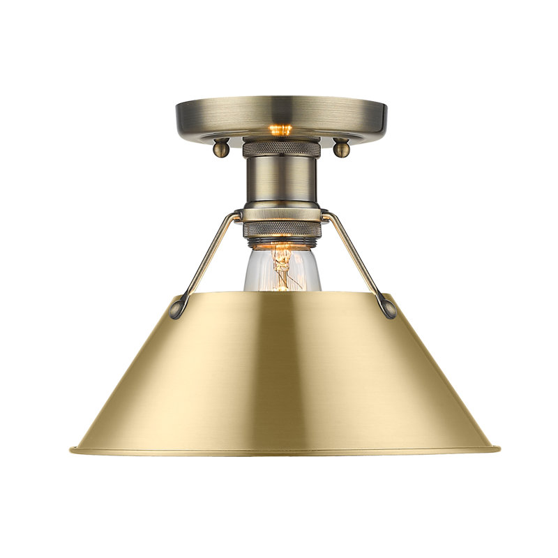 Plafonnier encastré à une lumière de 10 po Weatherford, Laiton vieilli, Bronze champagne brossé