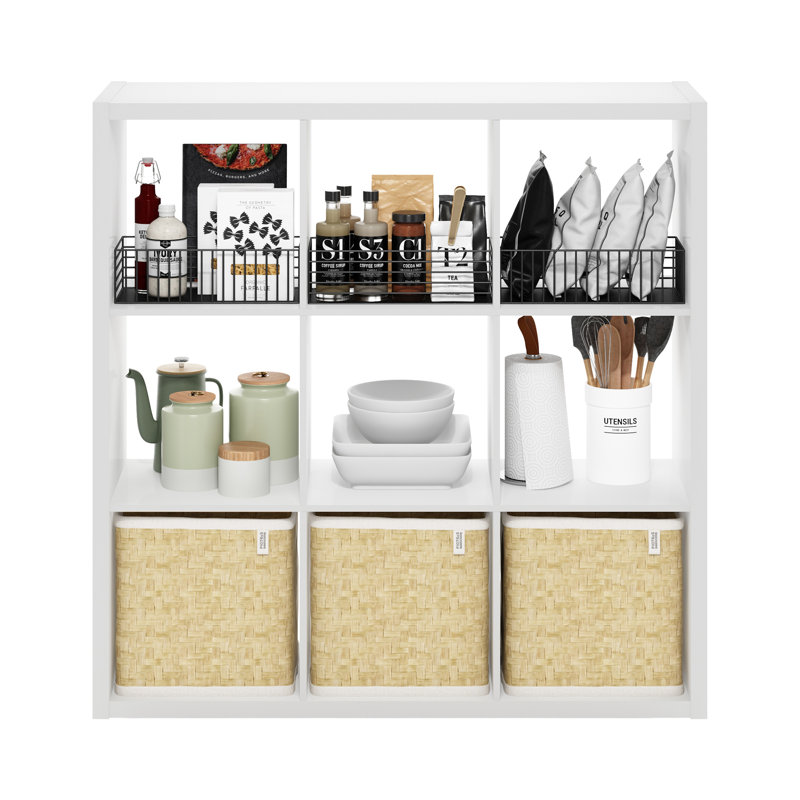 Leel Standard Bookcase, 111cm H x 111cm W x 37cm D, White