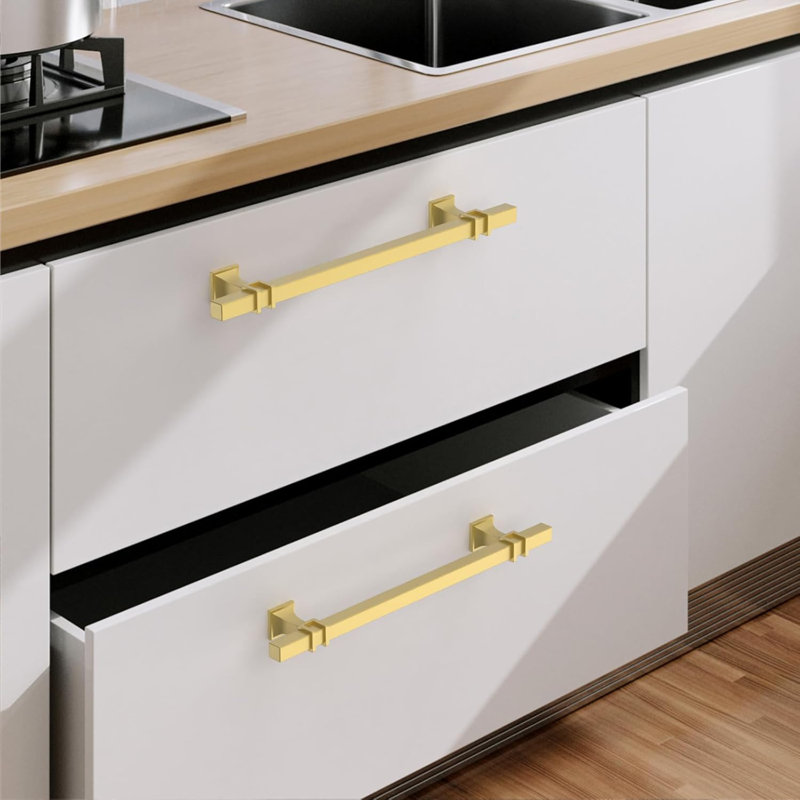 Paquet de 10 poignées d'armoire en or brossé de 6,3 pouces pour armoires de cuisine et quincaillerie de tiroir, 8.3", Doré