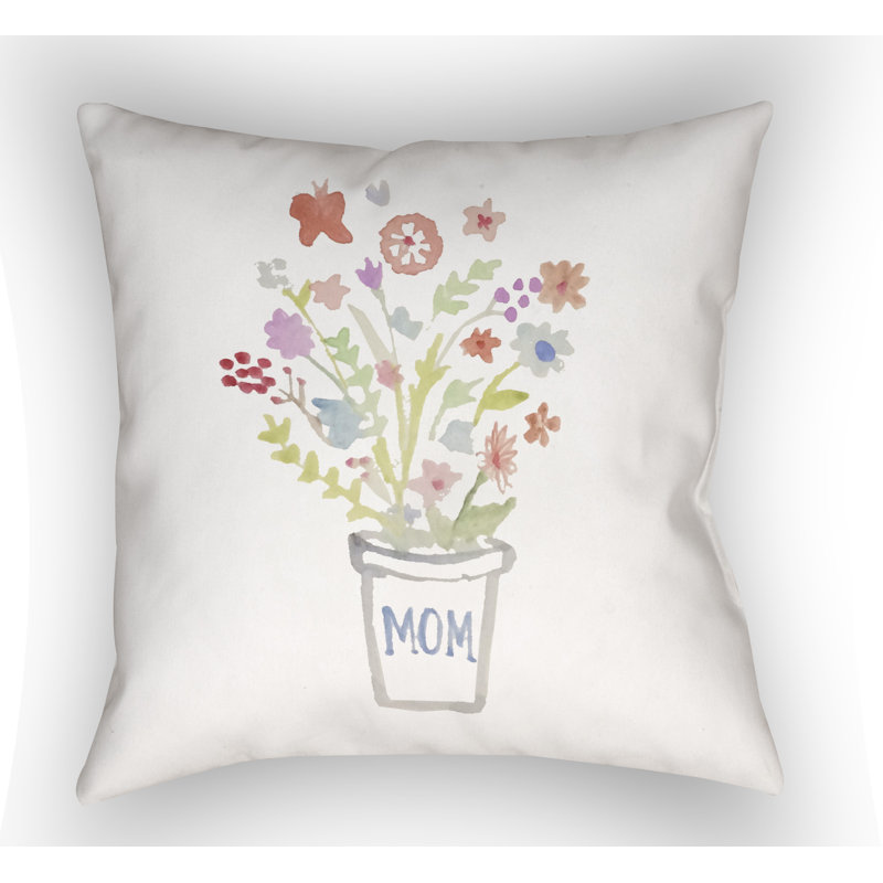  Mom Bouquet Indoor/Outdoor Throw Pillow, 20" H x 20" W